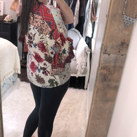 Umgee size medium ivory & blue boho top - Picture 4 of 7